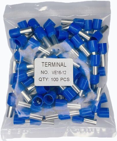 VE1508 AWG16 Wire Ferrules Terminals, 100pcs Blue AWG16 Terminal Connector Wire Insulated Cord Pin Ends Terminals for Electric, Industrial, Chemical Industry, Power Control System, etc.(Blue, 16AWG) in Saudi Arabia