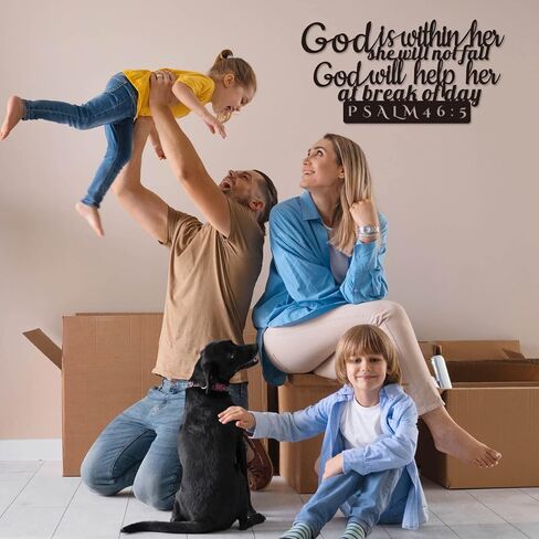GiftYou Psalm 46:5 Inspirational Scripture Metal Wall Sign - 16.5"X8.3" Inch Steel Bible Verse Wall Art Hangings and Holy Biblical Decor (Black) in Saudi Arabia