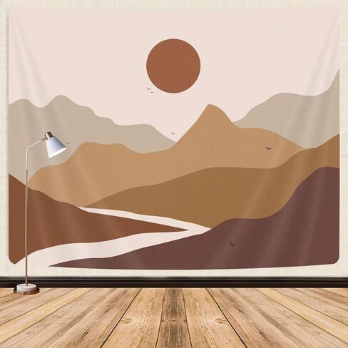 حكيم الجبل الأخضر نسيج الجمالية ديكور الغرفة بوهو الشمس الجبل طبيعة الفن محايد المفروشات الهبي منتصف القرن الطين الشمس مجردة الحد الأدنى نسيج الكلية جدار ديكور 80x60in in Kuwait