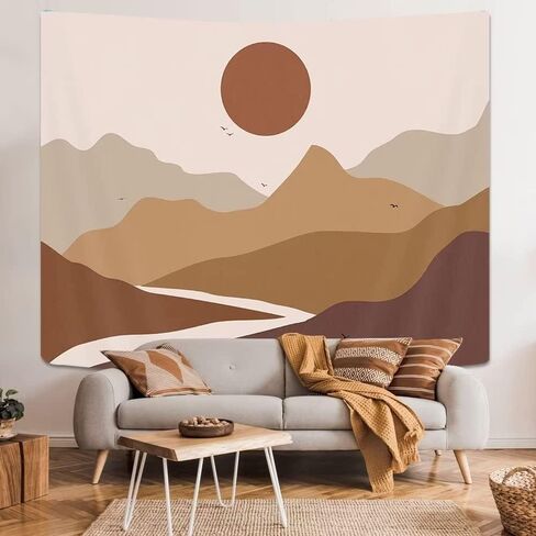 حكيم الجبل الأخضر نسيج الجمالية ديكور الغرفة بوهو الشمس الجبل طبيعة الفن محايد المفروشات الهبي منتصف القرن الطين الشمس مجردة الحد الأدنى نسيج الكلية جدار ديكور 80x60in in Kuwait