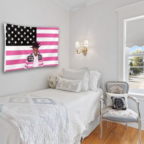 GEPAS BIVEE العلم الأمريكي نسيج العلم الوردي ليل مغني الراب عوزي العلم غطاء ألبوم الموسيقى نسيج لغرفة النوم غرفة المعيشة كلية النوم رجل الكهف ديكور المنزل in Kuwait