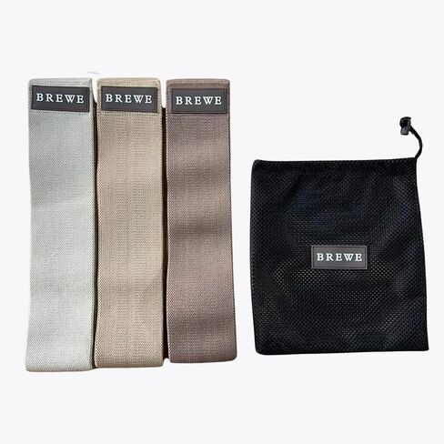 BREWE Resistance Bands Set for Women & Men, 3 Pack, Neutrals, Anti-Slip Fabric Bands for Booty, Legs & Thighs in Saudi Arabia