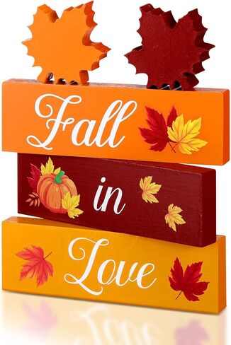 5 Pcs Autumn Decor Fall Decorations Fall in Love Decorations Wooden Fall Leaf Blocks Signs Fall Tiered Tray Decor Fall Wedding Decorations Wood Maple Leaf for Home Farmhouse (Maple Leaf) in Saudi Arabia