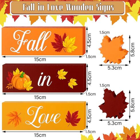 5 Pcs Autumn Decor Fall Decorations Fall in Love Decorations Wooden Fall Leaf Blocks Signs Fall Tiered Tray Decor Fall Wedding Decorations Wood Maple Leaf for Home Farmhouse (Maple Leaf) in Saudi Arabia