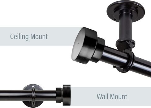 Rod Desyne Bonnet 1" Ceiling Curtain Rod/Room Divider, 28-48 inch, Black in Saudi Arabia