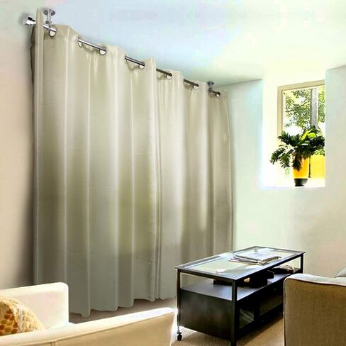 Rod Desyne Bonnet 1" Ceiling Curtain Rod/Room Divider, 28-48 inch, Black in Saudi Arabia