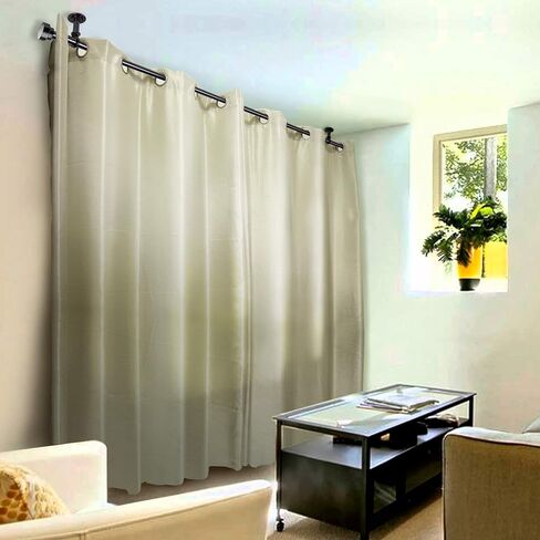 Rod Desyne Bonnet 1" Ceiling Curtain Rod/Room Divider, 28-48 inch, Black in Saudi Arabia