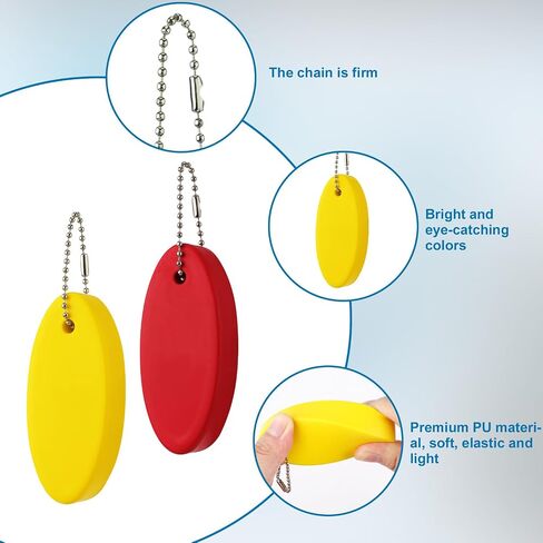 2pcs Floating Keychain for Boat Keys, 3.19x1.42x0.79in Oval Boat Key Floating Keychain Boat Floating Keychain for Ourdoors Water Sports Fishing Surfing Sailing(Yellow, Red) in Saudi Arabia