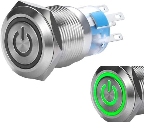 WerFamily 19mm Latching Push Button Switch 1NO 1NC SPDT ON/OFF Waterproof Stainless Steel Metal Round with Blue LED Angel Eye + Power Indicator in Saudi Arabia