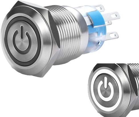 WerFamily 19mm Latching Push Button Switch 1NO 1NC SPDT ON/OFF Waterproof Stainless Steel Metal Round with Blue LED Angel Eye + Power Indicator in Saudi Arabia