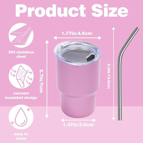 Tamarac Mini Tumbler Shot Glass with Straw, 3 oz Shot Glass with Straw and Lid, Funny Shot Glasses, Colored Stainless Steel Sublimation Tumblers,Wedding Birthday Party Favors 6 Pack in Saudi Arabia