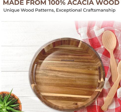 12 Inch Lazy Susan Organizer 100% Acacia Wood - Large Lazy Susan Turntable Organizer for Cabinet, Dining Table, Bathroom, Pantry - Kitchen Cabinet Countertop Organizer - Spice Lazy Susan in Saudi Arabia