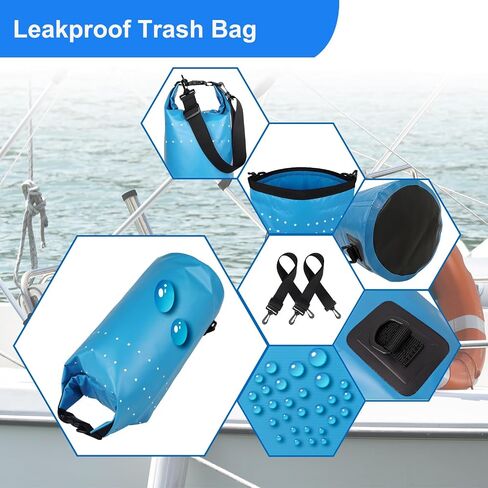 Portable Boat Trash Can, Waterproof Boating Garbage Container, Boat Accessories Storage Bag for Boat, Kayak, Yacht, PVC Laminated 10L in Saudi Arabia