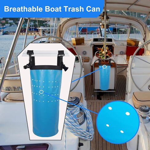 Portable Boat Trash Can, Waterproof Boating Garbage Container, Boat Accessories Storage Bag for Boat, Kayak, Yacht, PVC Laminated 10L in Saudi Arabia