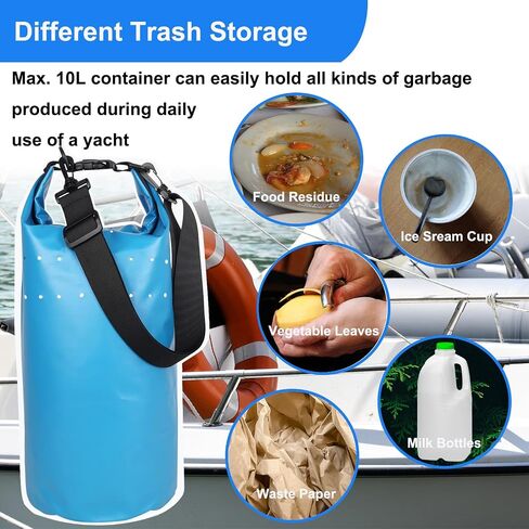 Portable Boat Trash Can, Waterproof Boating Garbage Container, Boat Accessories Storage Bag for Boat, Kayak, Yacht, PVC Laminated 10L in Saudi Arabia