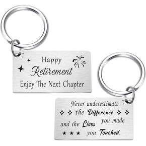 Gezxin Retirement Gifts for Women Men- Happy Retirement Keychain- Personalized Retired Presents Ideas for Friend Teacher Coworkers Boss - Stainless Steel Retiring Keepsate