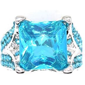 HSQYJ Luxury Blue Red Oval Cubic Zirconia Promise Rings Classic Style Crystal Anniversary Wedding Engagement Bands Cocktail Ring for Women Girl Gold Plated Jewelry Gifts
