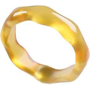 DNTENG 2 Pcs Natural Crystal Rings Carnelian Stone Band Ring for Women, Simple Gemstone Agate Rings Stackable Donut Jewelry for Girls, Size 6.7-7.1inch/US 7-8