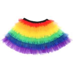 Kakaco Women’s Rainbow Tutu Skirt Layered Tulle Tutus Ballet Dance Tutu Pride Day Festival Tutu Outfits for Women and Girls