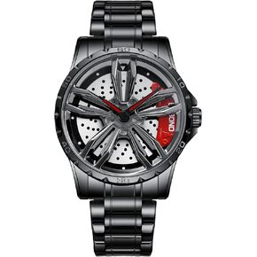 Gosasa Men Racing Watches rotatable Car Rim Wheel hub Design Sports Watches Stainless Steel Retro Waterproof Watch