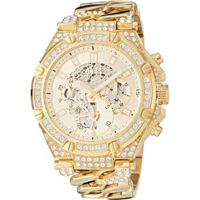 GUESS Men's 46mm Watch - Gold Tone Strap Champagne Dial Gold Tone Case