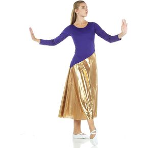 Danzcue Womens Bi Color Long Sleeve Worship Dance Dress