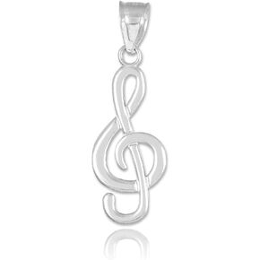 925 Sterling Silver Treble Clef Pendant Necklace with Rolo Chain and Pendant only