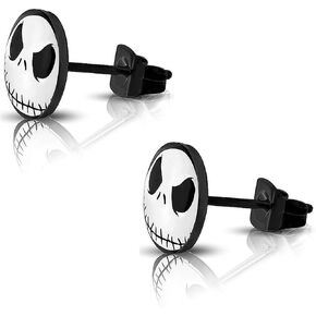 316L الجراحية الفولاذ المقاوم للصدأ جاك Skellington دائرة مستديرة زر مسمار آخر أقراط (10 مللي متر) in Kuwait