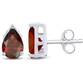 5X7MM قطع الكمثرى مقلد جوهرة 3-Prong سوليتير أقراط على شكل دمعة من الذهب الأبيض عيار 14 قيراط فوق الفضة الإسترليني (1 قيراط)