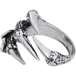 Adjustable Opening Dragon Claw Ring for Women Men's, Vintage Eagle Claws Rings Silver
