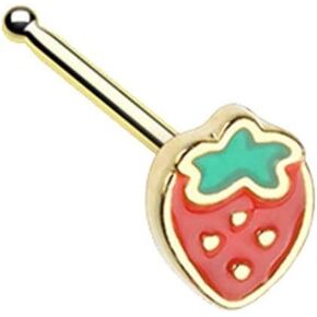 Covet Jewelry Golden Leafy Strawberry Nose Stud Ring