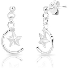 925 Sterling Silver, 24K Yellow or 18K Rose Gold Plated - TINY/SMALL Fashion Studs Earrings - Moon Crescent/Star/Sun/Face