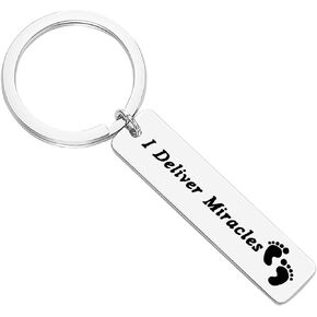 Appreciation Gift Keychain Obstetrician Gynecologist Gift for OBGYN Doctor Midwife I Deliver Miracles Jewelry Thank You Keyring Delivery Nurse Gift for Birthday Thanksgiving Day Christmas Nurse's Day