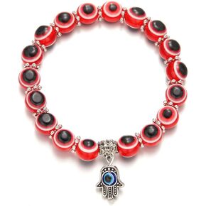 1/4Pcs Evil Eye Bead Bracelet Blue Eye Stretch Beaded Charm Bracelets Evil Eye Stretch Amulet Bracelets Mixed Color Turkish Lucky Amulet Jewelry Good Luck Protection Bracelet Kabbalah Jewelry
