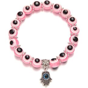 1/4Pcs Evil Eye Bead Bracelet Blue Eye Stretch Beaded Charm Bracelets Evil Eye Stretch Amulet Bracelets Mixed Color Turkish Lucky Amulet Jewelry Good Luck Protection Bracelet Kabbalah Jewelry