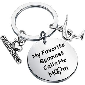 LQRI Gymnastics Mom Gift Gymnastics Keychain My Favorite Gymnast Calls Me Mom Keychain