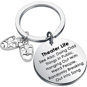 WSNANG Drama Theater Gifts Theatre Life Keychain Comedy Tragedy Mask Jewelry Broadway Musical Jewelry Drama Teacher Gift