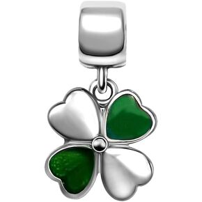 Thanksgiving Lucky Flower Clover Four-Leaf Charms Heart Womens Bead Charm for Bracelets Christmas 2023 Jewelry