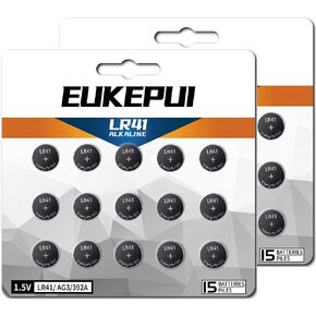 EUKEPUI LR41 Batteries，AG3 392 1.5V Alkaline Battery-30 Count
