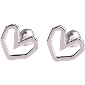 18G Heart Tiny Stud Earrings S925 Sterling Silver Minimalist Eternity Love Cartilage Helix Earring Screwback Barbell Ear Piercing Tragus Studs Hypoallergenic Jewelry for Women Girls