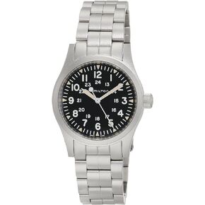 Hamilton Watch Khaki Field Mechanical 38mm Case, Black Dial, Silver Stainless Steel Bracelet (Model: H69439131)