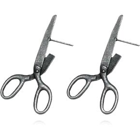 XYAYOU Vintage Gothic Punk Scissor Shapes Studs Earrings Jewelry for Women Teens Girls Halloween Party Festivals