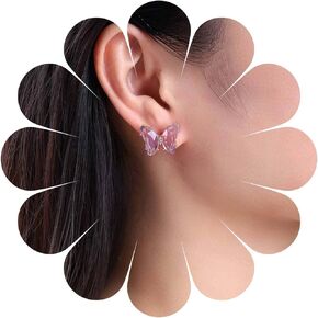 Allereyae Vintage Butterfly Emerald Earrings Crystal Butterfly Earrings Green Butterfly Stud Earrings Crystal Emerald Stud Earrings Jewelry for Women and Girls (Green)