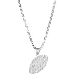 RFTWXHPN Football Pendant Necklace for Boys Girls Rugby Ball Necklace Football Necklaces Football Coach Team Gifts for Women Men Foot Ball Necklace for Son Silver Rugby Necklaces