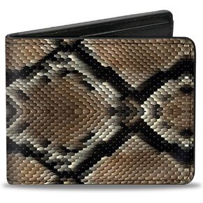 Buckle-Down Men's PU Bifold Wallet-Snake Skin 1, Multicolor, 4.0" x 3.5"
