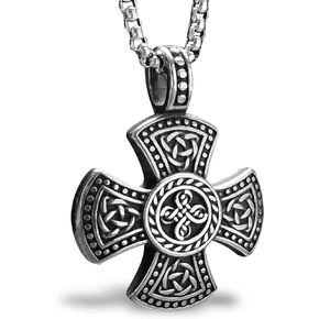 Celtic Knot Triquetra Cross Pendant Necklace for Men Woman,Vintage Norse Viking irish Trinity Protection Amulet Jewelry Gifts