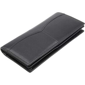 compalo RFID Blocking Vintage Full Grain Leather Long Bifold Wallet for Men ID Cash Card Wallet Checkbook Credit Cards Holder