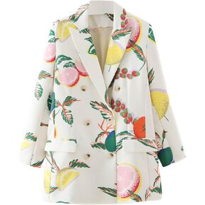 Floerns Women's Lapel Collar Long Sleeve Double Breasted Work Blazer Jacket