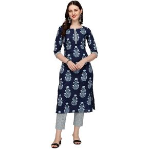 FIORRA Women's Pure Cotton Straight Kurta With Pant SET0046