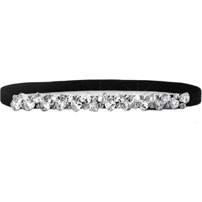 GEOOT Womens Skinny Belt for Dresses Vintage Rhinestone Silver Stretch Waist Belt Retro Cinch BeltStretch Ladies Waist Belt